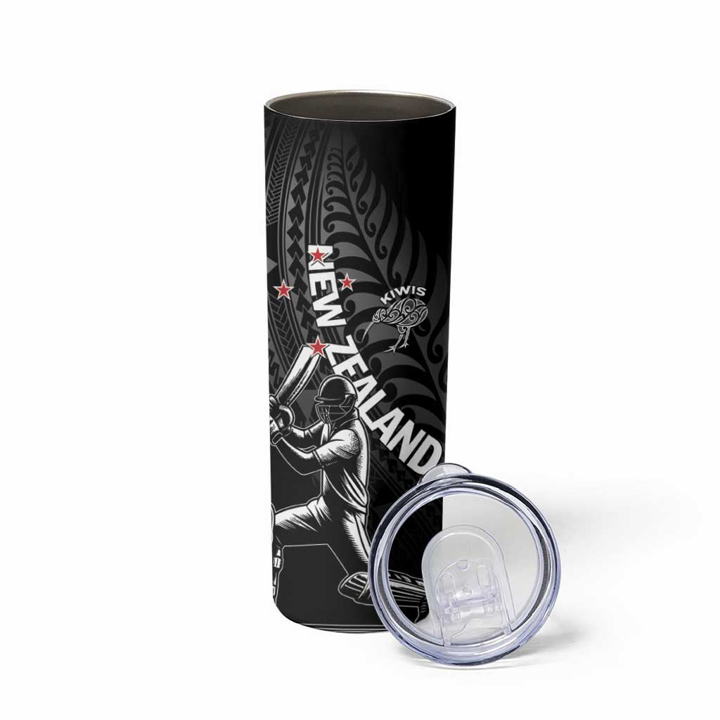Custom New Zealand Cricket Skinny Tumbler Maori Kiwi Black Fern LT01 - Polynesian Pride
