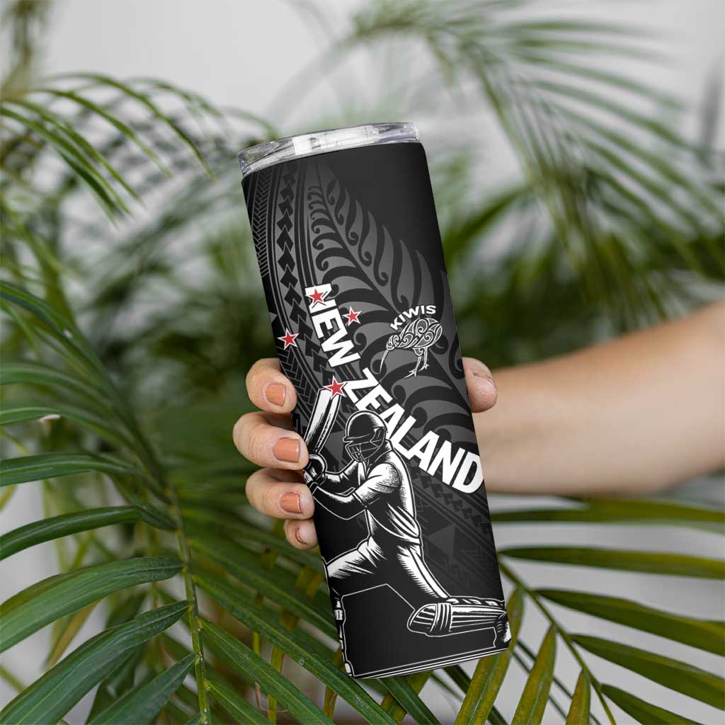 Custom New Zealand Cricket Skinny Tumbler Maori Kiwi Black Fern LT01 - Polynesian Pride