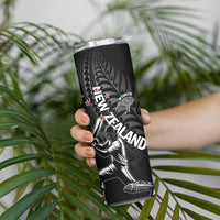 Custom New Zealand Cricket Skinny Tumbler Maori Kiwi Black Fern LT01 - Polynesian Pride