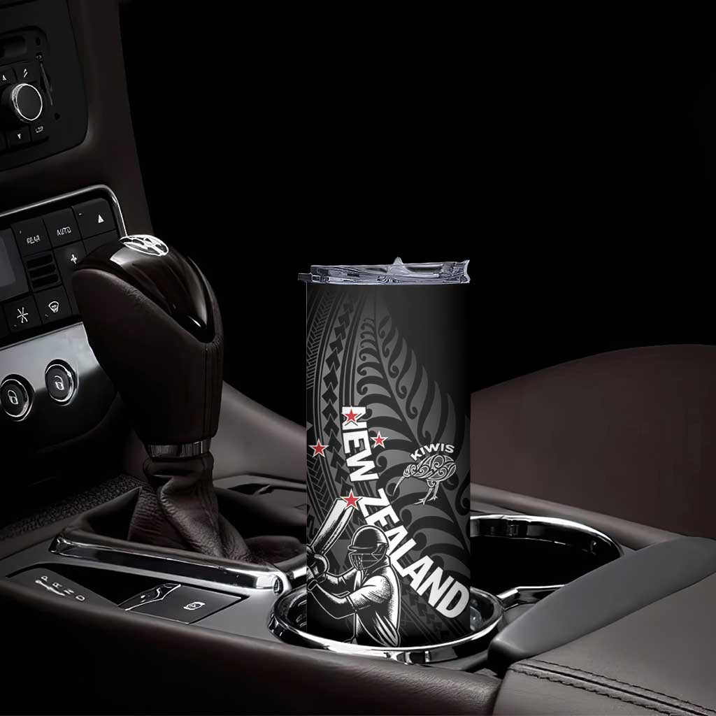 Custom New Zealand Cricket Skinny Tumbler Maori Kiwi Black Fern LT01 - Polynesian Pride