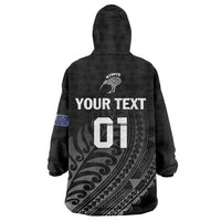 Custom New Zealand Cricket Wearable Blanket Hoodie Maori Kiwi Black Fern LT01 - Polynesian Pride