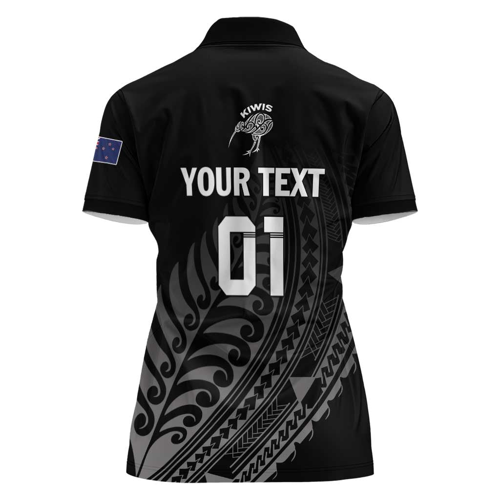 Custom New Zealand Cricket Women Polo Shirt Maori Kiwi Black Fern LT01 - Polynesian Pride