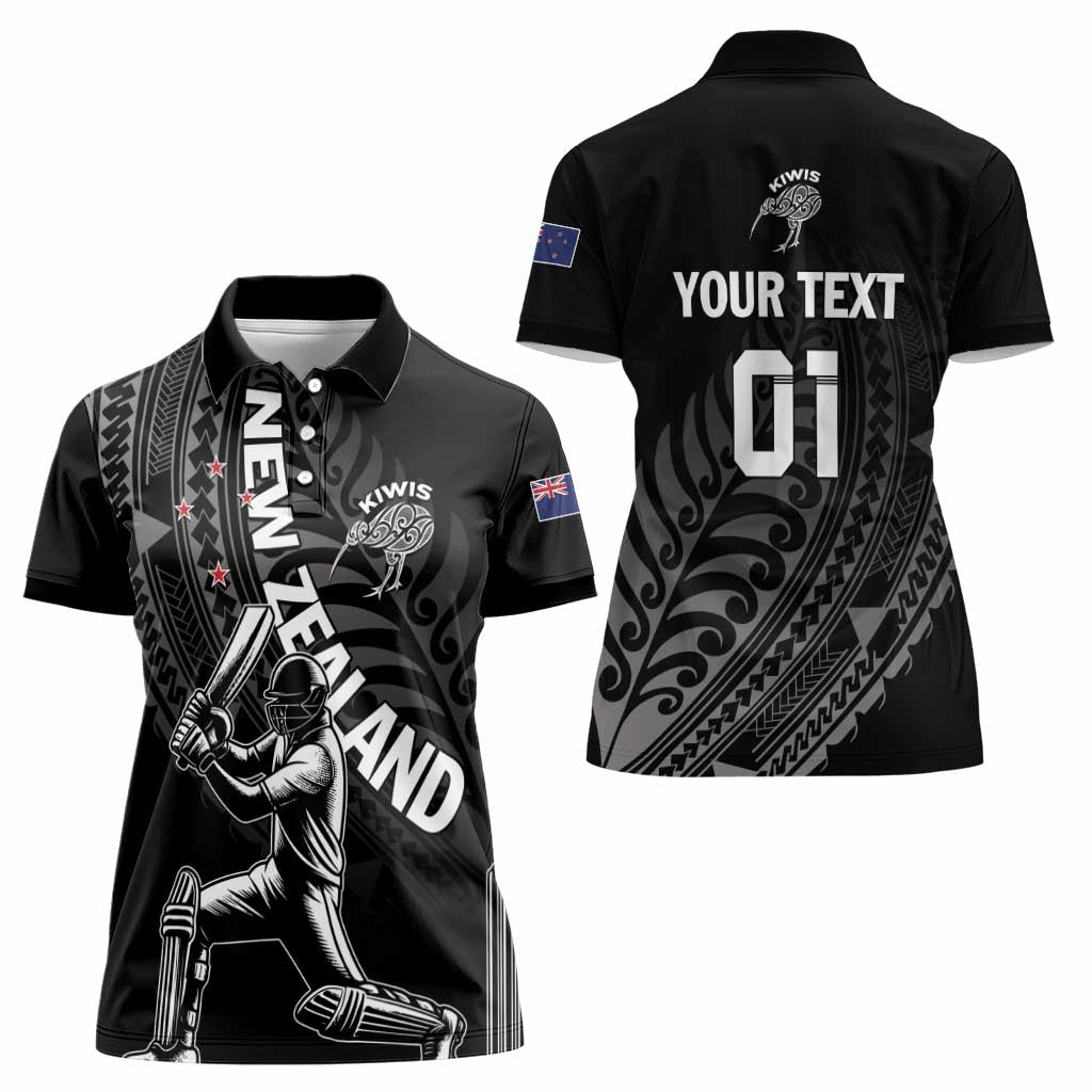 Custom New Zealand Cricket Women Polo Shirt Maori Kiwi Black Fern LT01 - Polynesian Pride