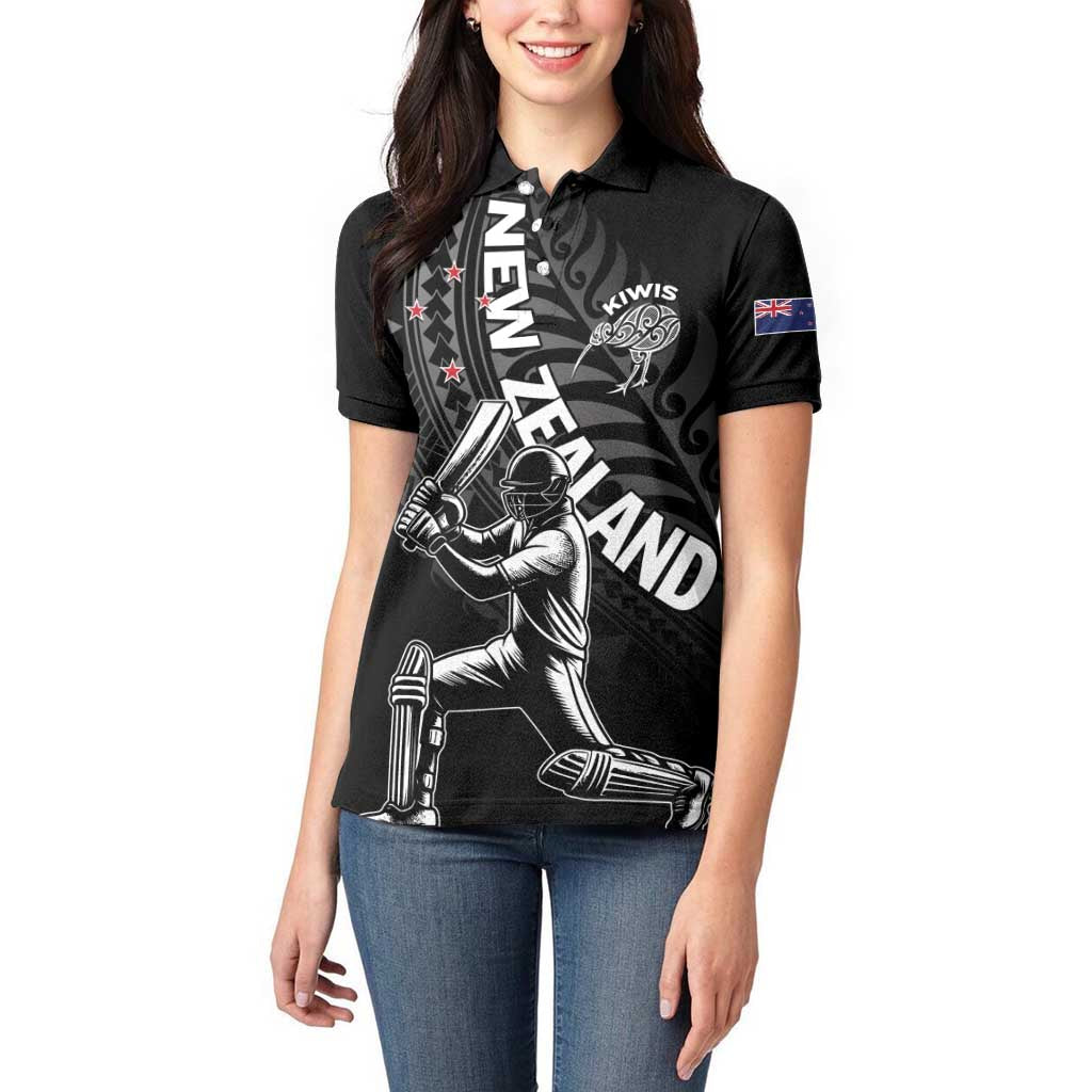 Custom New Zealand Cricket Women Polo Shirt Maori Kiwi Black Fern LT01 - Polynesian Pride