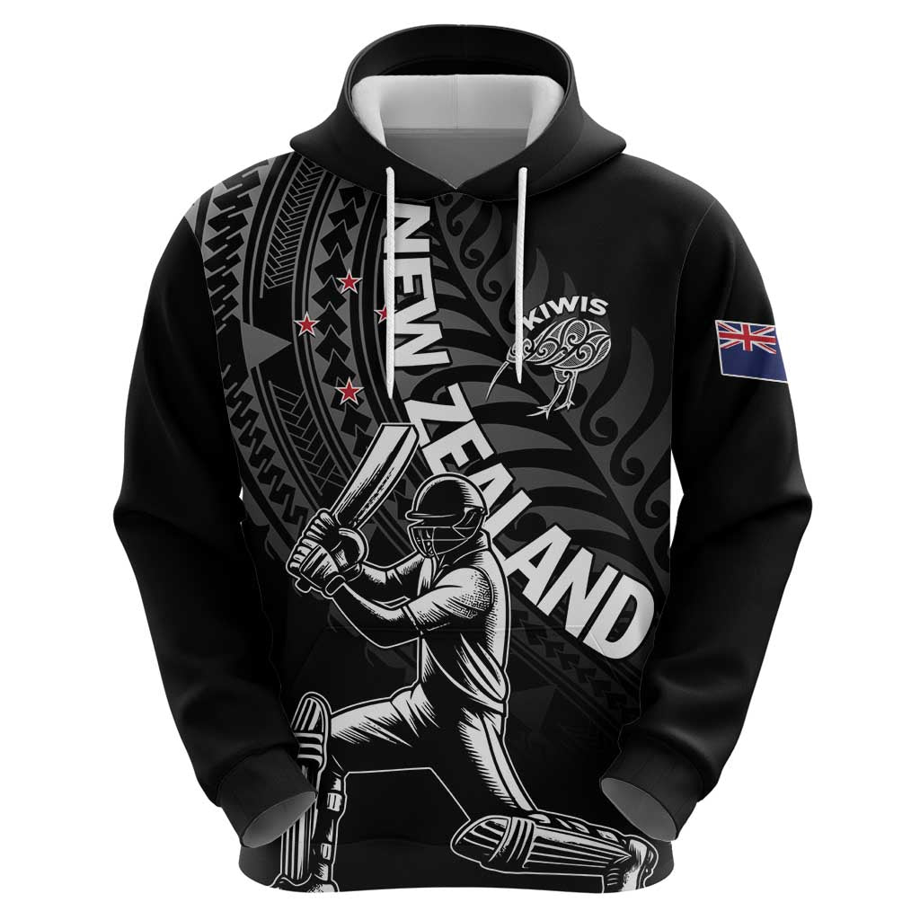 Custom New Zealand Cricket Zip Hoodie Maori Kiwi Black Fern LT01 - Polynesian Pride
