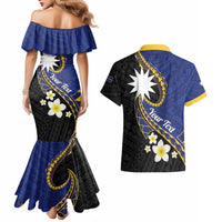 Personalised Nauru Couples Matching Mermaid Dress and Hawaiian Shirt Naoero Proud Plumeria LT01 - Polynesian Pride