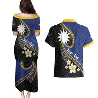 Personalised Nauru Couples Matching Puletasi and Hawaiian Shirt Naoero Proud Plumeria LT01 - Polynesian Pride