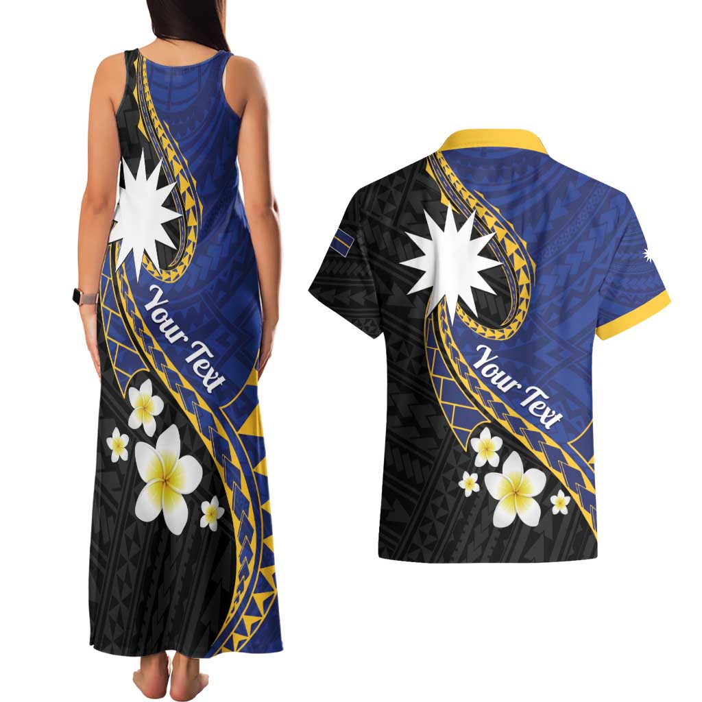 Personalised Nauru Couples Matching Tank Maxi Dress and Hawaiian Shirt Naoero Proud Plumeria LT01 - Polynesian Pride