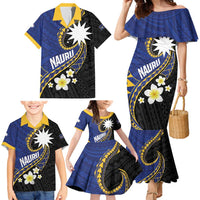 Personalised Nauru Family Matching Mermaid Dress and Hawaiian Shirt Naoero Proud Plumeria LT01 - Polynesian Pride