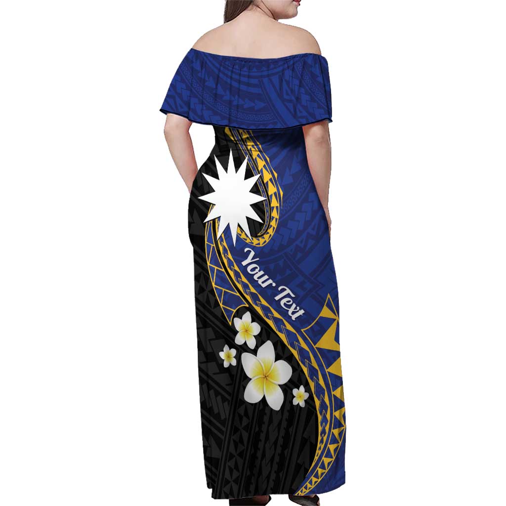 Personalised Nauru Family Matching Off Shoulder Maxi Dress and Hawaiian Shirt Naoero Proud Plumeria LT01 - Polynesian Pride