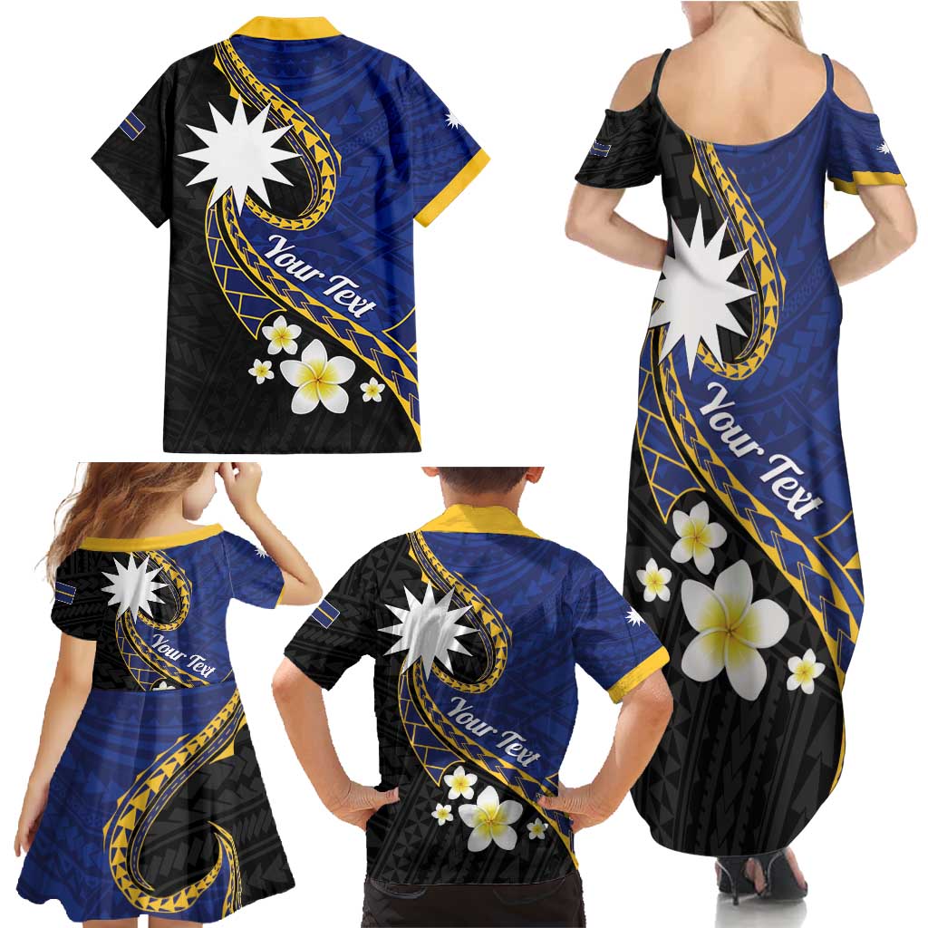 Personalised Nauru Family Matching Summer Maxi Dress and Hawaiian Shirt Naoero Proud Plumeria LT01 - Polynesian Pride