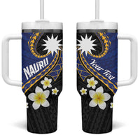 Personalised Nauru Tumbler With Handle Naoero Proud Plumeria LT01 One Size: 40 oz Blue - Polynesian Pride