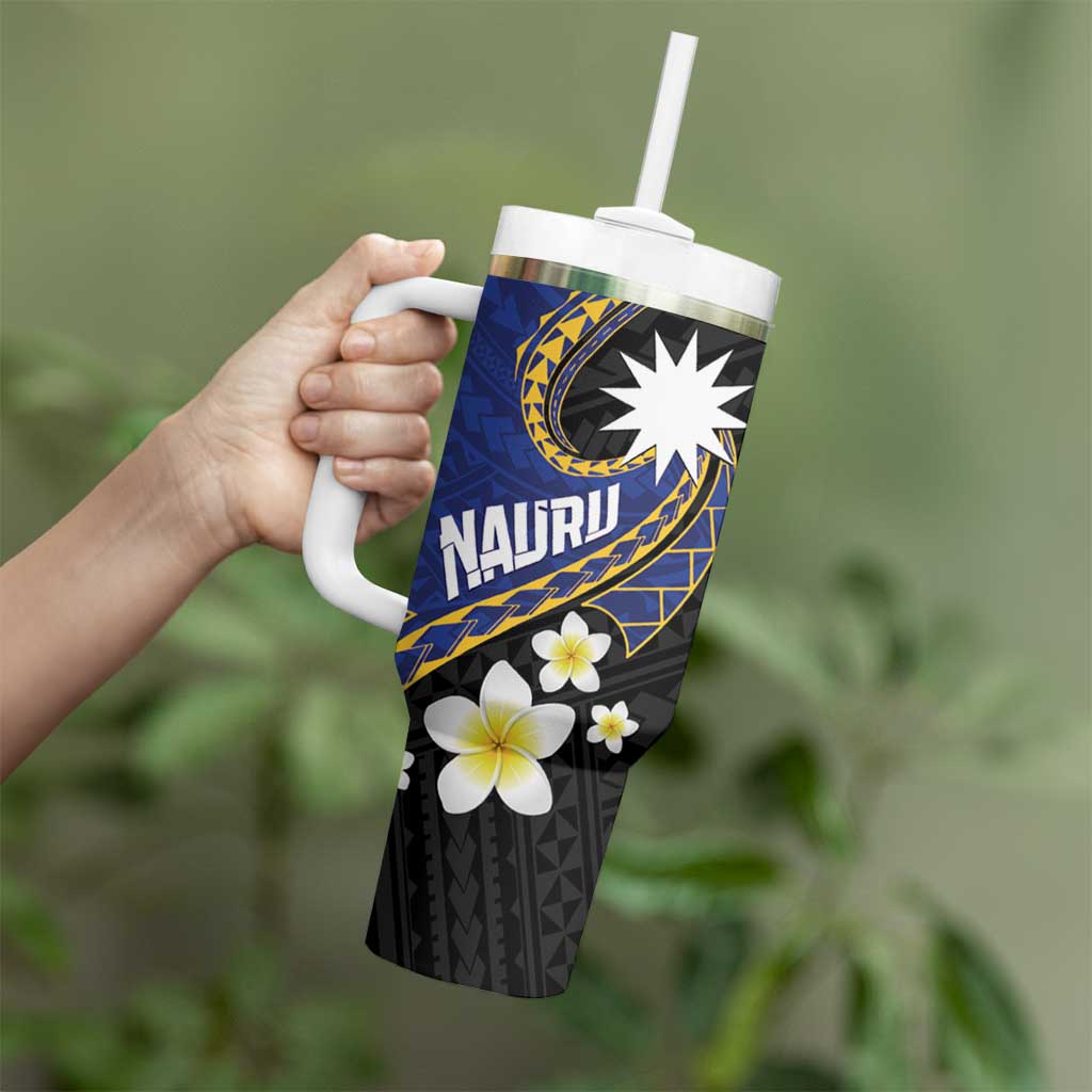 Personalised Nauru Tumbler With Handle Naoero Proud Plumeria LT01 - Polynesian Pride