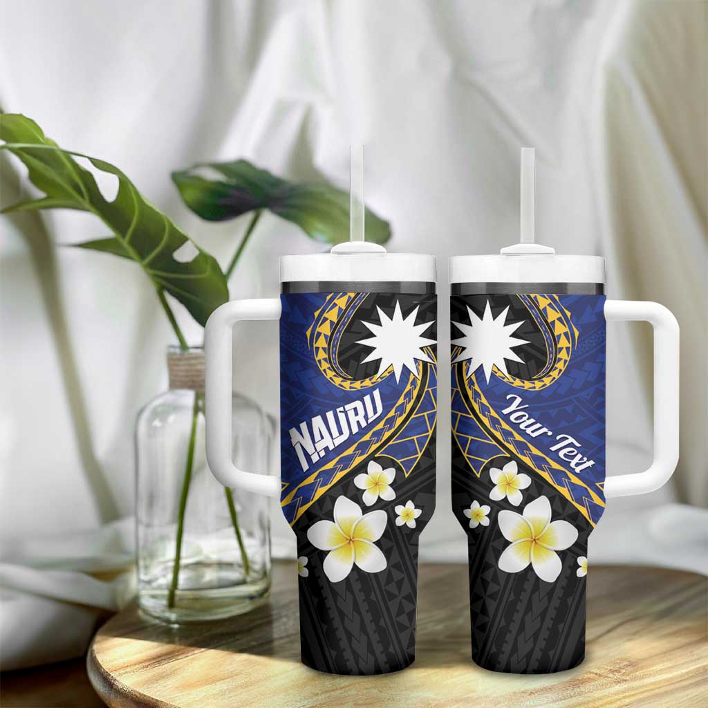 Personalised Nauru Tumbler With Handle Naoero Proud Plumeria LT01 - Polynesian Pride