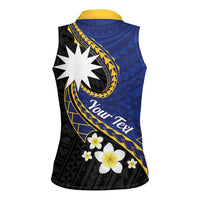 Personalised Nauru Women Sleeveless Polo Shirt Naoero Proud Plumeria LT01 - Polynesian Pride