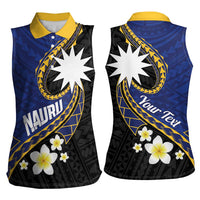 Personalised Nauru Women Sleeveless Polo Shirt Naoero Proud Plumeria LT01 - Polynesian Pride