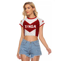 Tonga Rugby Custom Raglan Cropped T Shirt Tonga Sea Eagles Go Champions LT01 Female Red - Polynesian Pride