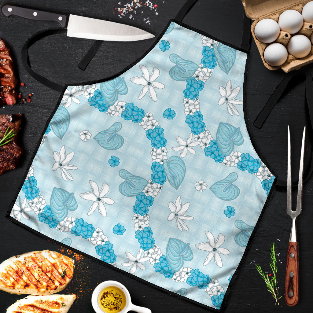 Hawaii Anthurium Tiare Pikake Lei Apron UliUli Lauhala Art Pattern