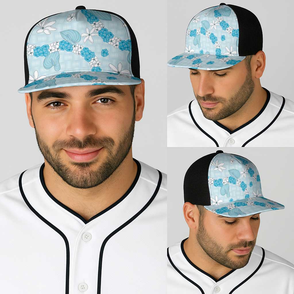 Hawaii Anthurium Tiare Pikake Lei Baseball Net Cap UliUli Lauhala Art Pattern