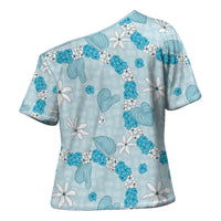 Hawaii Anthurium Tiare Pikake Lei Cross Shoulder Shirt UliUli Lauhala Art Pattern