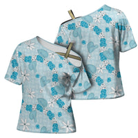 Hawaii Anthurium Tiare Pikake Lei Cross Shoulder Shirt UliUli Lauhala Art Pattern