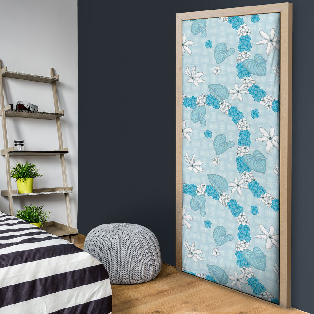 Hawaii Anthurium Tiare Pikake Lei Door Cover UliUli Lauhala Art Pattern