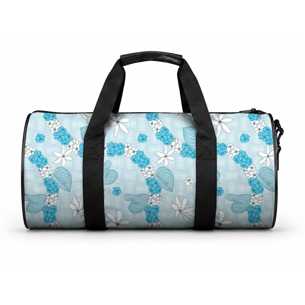 Hawaii Anthurium Tiare Pikake Lei Duffle Bag UliUli Lauhala Art Pattern LT01 One size Blue - Polynesian Pride