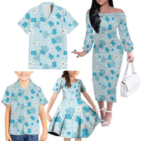 Hawaii Anthurium Tiare Pikake Lei Family Matching Off The Shoulder Long Sleeve Dress and Hawaiian Shirt UliUli Lauhala Art Pattern LT01 - Polynesian Pride