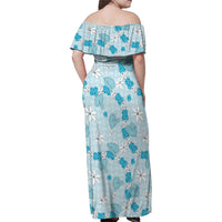 Hawaii Anthurium Tiare Pikake Lei Family Matching Off Shoulder Maxi Dress and Hawaiian Shirt UliUli Lauhala Art Pattern LT01 - Polynesian Pride