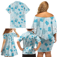 Hawaii Anthurium Tiare Pikake Lei Family Matching Off Shoulder Short Dress and Hawaiian Shirt UliUli Lauhala Art Pattern LT01 - Polynesian Pride