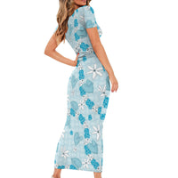 Hawaii Anthurium Tiare Pikake Lei Family Matching Short Sleeve Bodycon Dress and Hawaiian Shirt UliUli Lauhala Art Pattern LT01 - Polynesian Pride