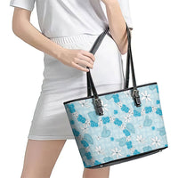 Hawaii Anthurium Tiare Pikake Lei Leather Tote Bag UliUli Lauhala Art Pattern LT01 - Polynesian Pride