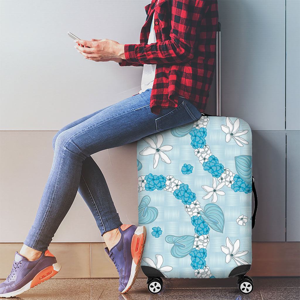 Hawaii Anthurium Tiare Pikake Lei Luggage Cover UliUli Lauhala Art Pattern