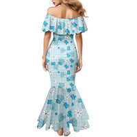 Hawaii Anthurium Tiare Pikake Lei Mermaid Dress UliUli Lauhala Art Pattern