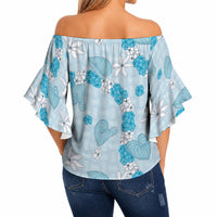 Hawaii Anthurium Tiare Pikake Lei Off Shoulder Wrap Waist Top UliUli Lauhala Art Pattern LT01 - Polynesian Pride
