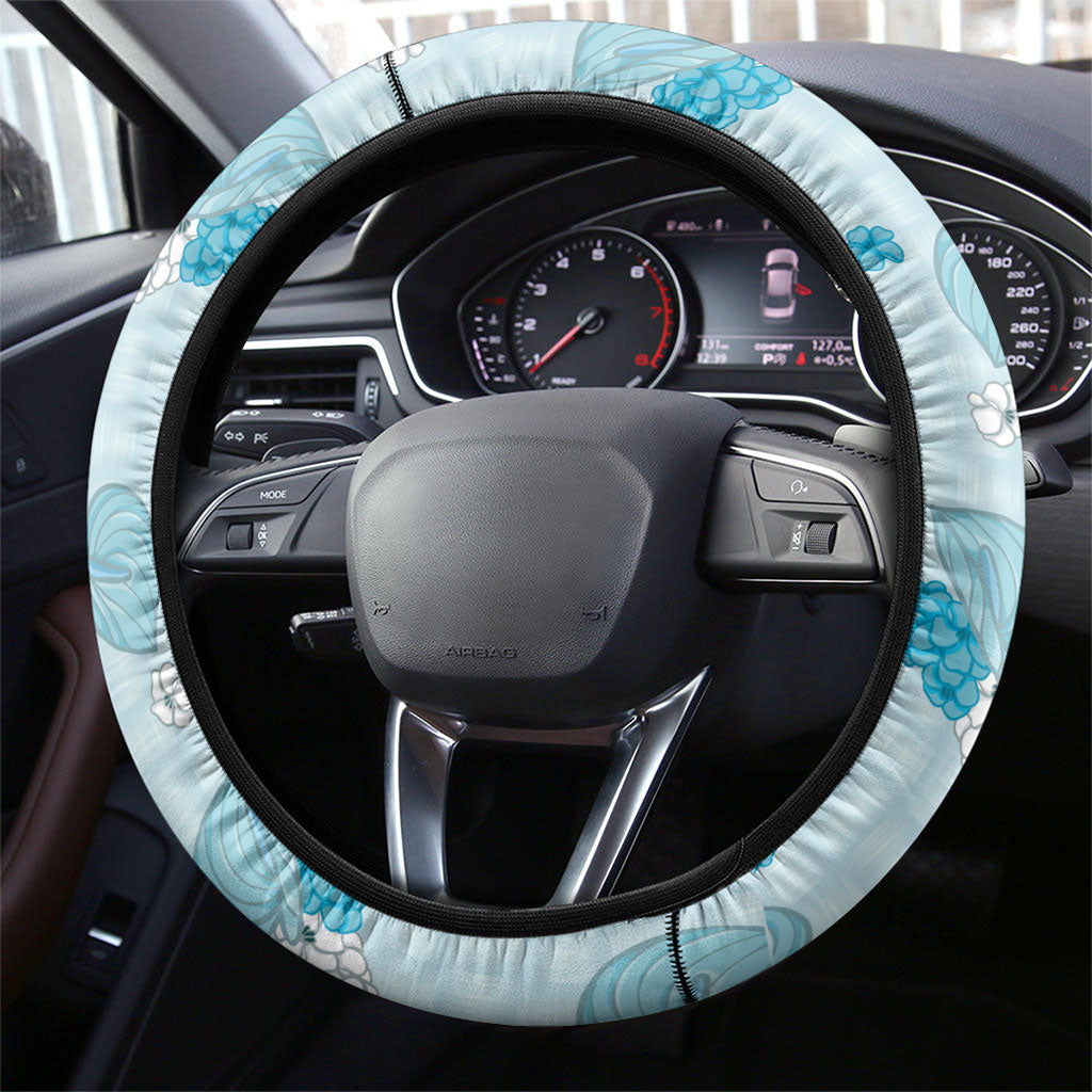Hawaii Anthurium Tiare Pikake Lei Steering Wheel Cover UliUli Lauhala Art Pattern