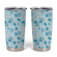 Hawaii Anthurium Tiare Pikake Lei Tumbler Cup UliUli Lauhala Art Pattern LT01 Blue - Polynesian Pride