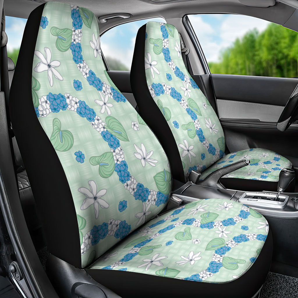 Hawaii Anthurium Tiare Pikake Lei Car Seat Cover Omaomao Lauhala Art Pattern LT01 - Polynesian Pride