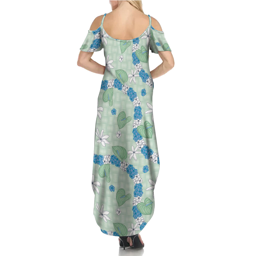 Hawaii Anthurium Tiare Pikake Lei Family Matching Summer Maxi Dress and Hawaiian Shirt Omaomao Lauhala Art Pattern LT01 - Polynesian Pride