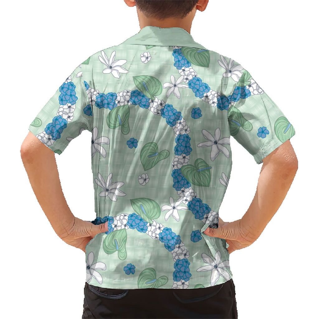 Hawaii Anthurium Tiare Pikake Lei Kid Hawaiian Shirt Omaomao Lauhala Art Pattern