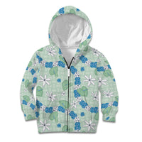 Hawaii Anthurium Tiare Pikake Lei Kid Hoodie Omaomao Lauhala Art Pattern LT01 Zip Hoodie Green - Polynesian Pride