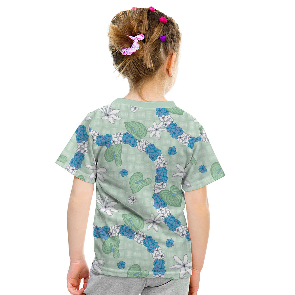 Hawaii Anthurium Tiare Pikake Lei Kid T Shirt Omaomao Lauhala Art Pattern