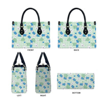 Hawaii Anthurium Tiare Pikake Lei Leather Bag Omaomao Lauhala Art Pattern