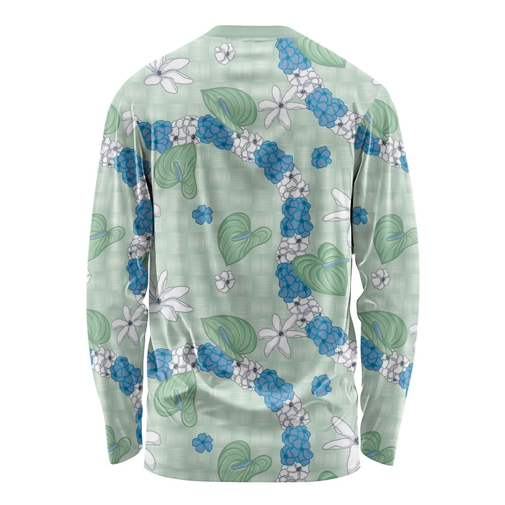 Hawaii Anthurium Tiare Pikake Lei Long Sleeve Shirt Omaomao Lauhala Art Pattern