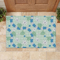 Hawaii Anthurium Tiare Pikake Lei Rubber Doormat Omaomao Lauhala Art Pattern