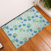 Hawaii Anthurium Tiare Pikake Lei Rubber Doormat Omaomao Lauhala Art Pattern