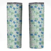 Hawaii Anthurium Tiare Pikake Lei Skinny Tumbler Omaomao Lauhala Art Pattern