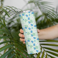 Hawaii Anthurium Tiare Pikake Lei Skinny Tumbler Omaomao Lauhala Art Pattern