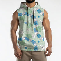 Hawaii Anthurium Tiare Pikake Lei Sleeveless Hoodie Omaomao Lauhala Art Pattern