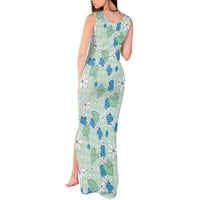 Hawaii Anthurium Tiare Pikake Lei Tank Maxi Dress Omaomao Lauhala Art Pattern